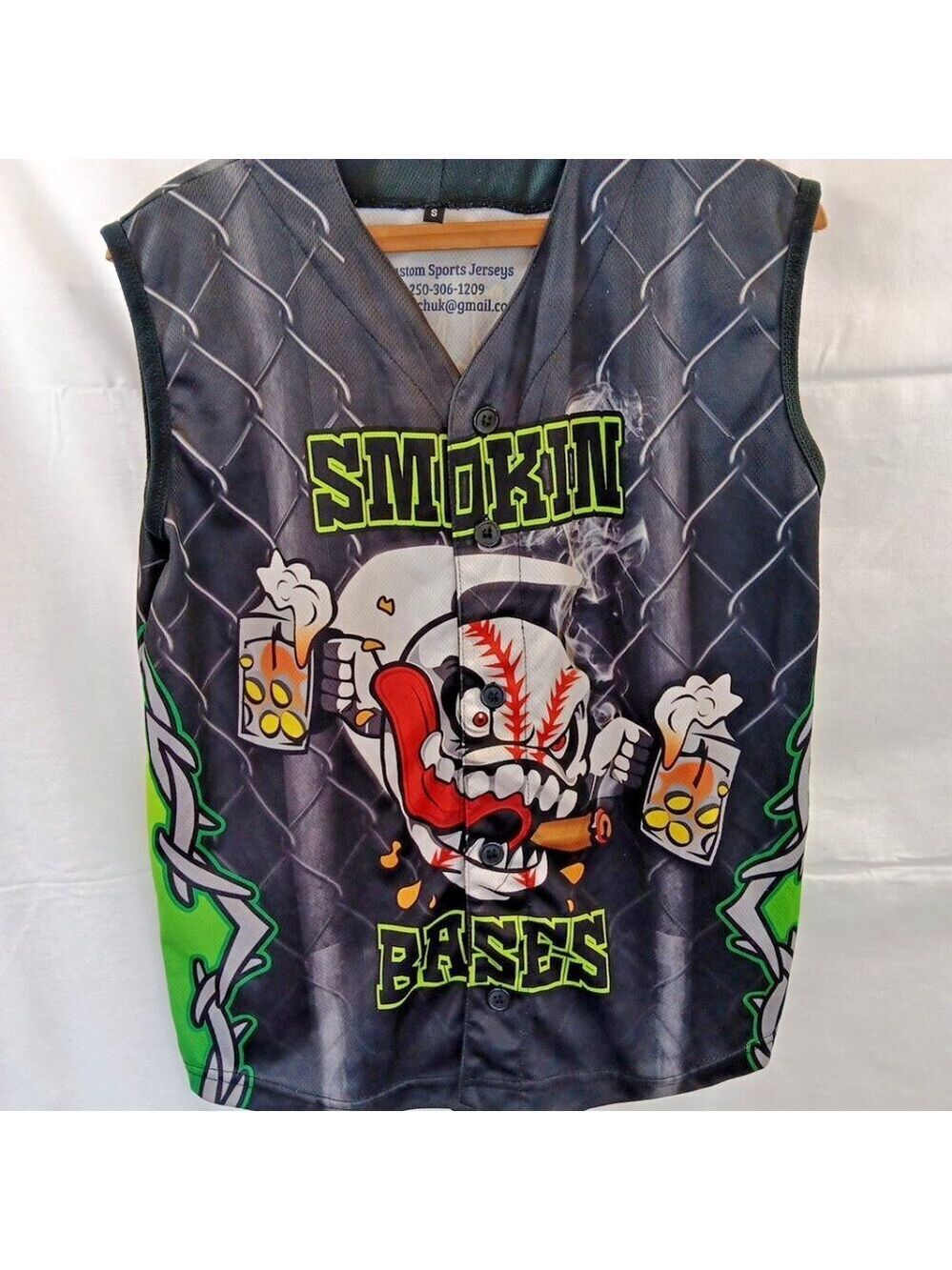 Small Mens Jersey Sleeveless Shirt Smokin Basses Custom Jersey Shirt